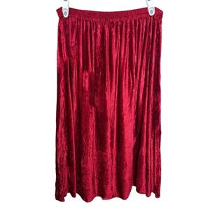 Choice XL Red Velvet Maxi Skirt Elastic Waist Crushed Texture Gothic Romantic